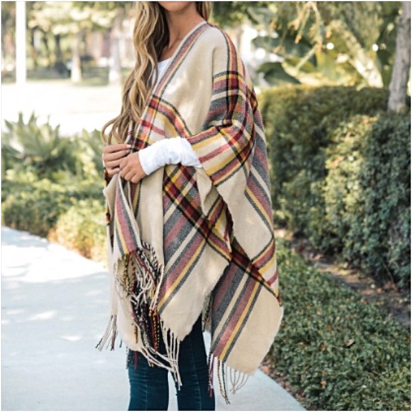 Boho Fringe Acrylic Sweater Kimono Wrap O/S - Picture 5 of 8